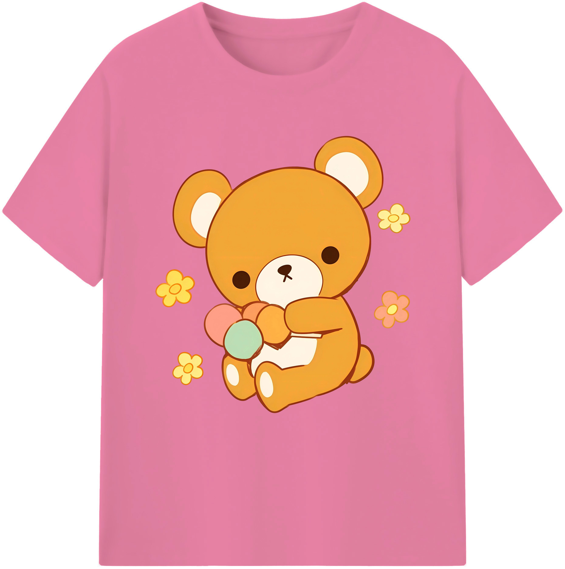 （画像用） リラックマ リラックマ キイロイトリ Rilakkuma Korilakkuma Kiiroitori 綿100％半袖Tシャツ（フロントプリント）